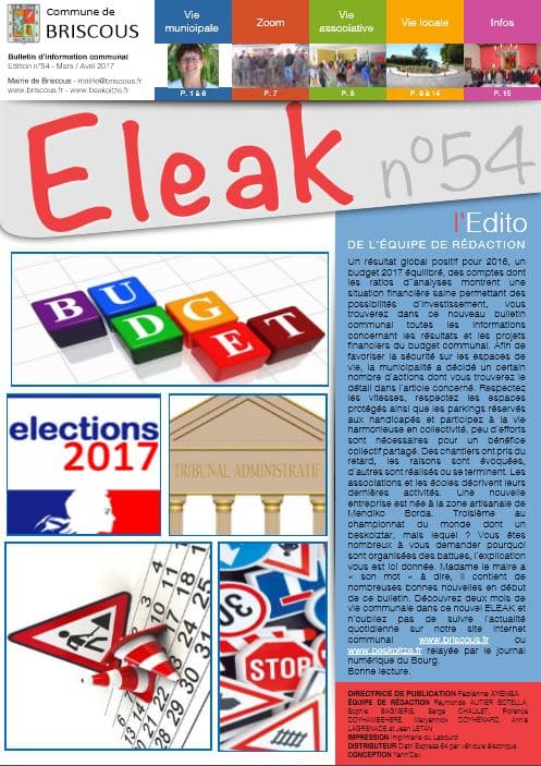 Eleak n°54 - mars/avril 2017 - Site Officiel de la Commune de Briscous