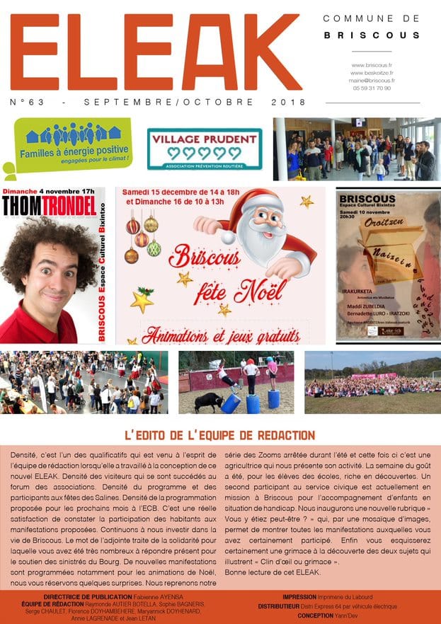 ELEAK n°63 septembre/octobre 2018 - Site Officiel de la Commune de Briscous