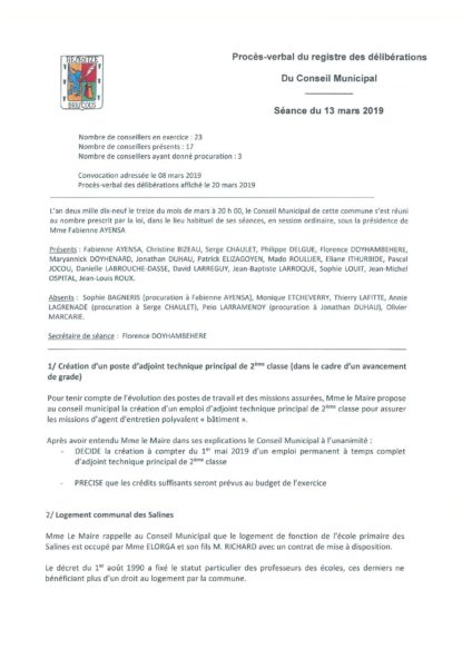 Conseil Municipal Du 13 03 19 Site Officiel De La Commune
